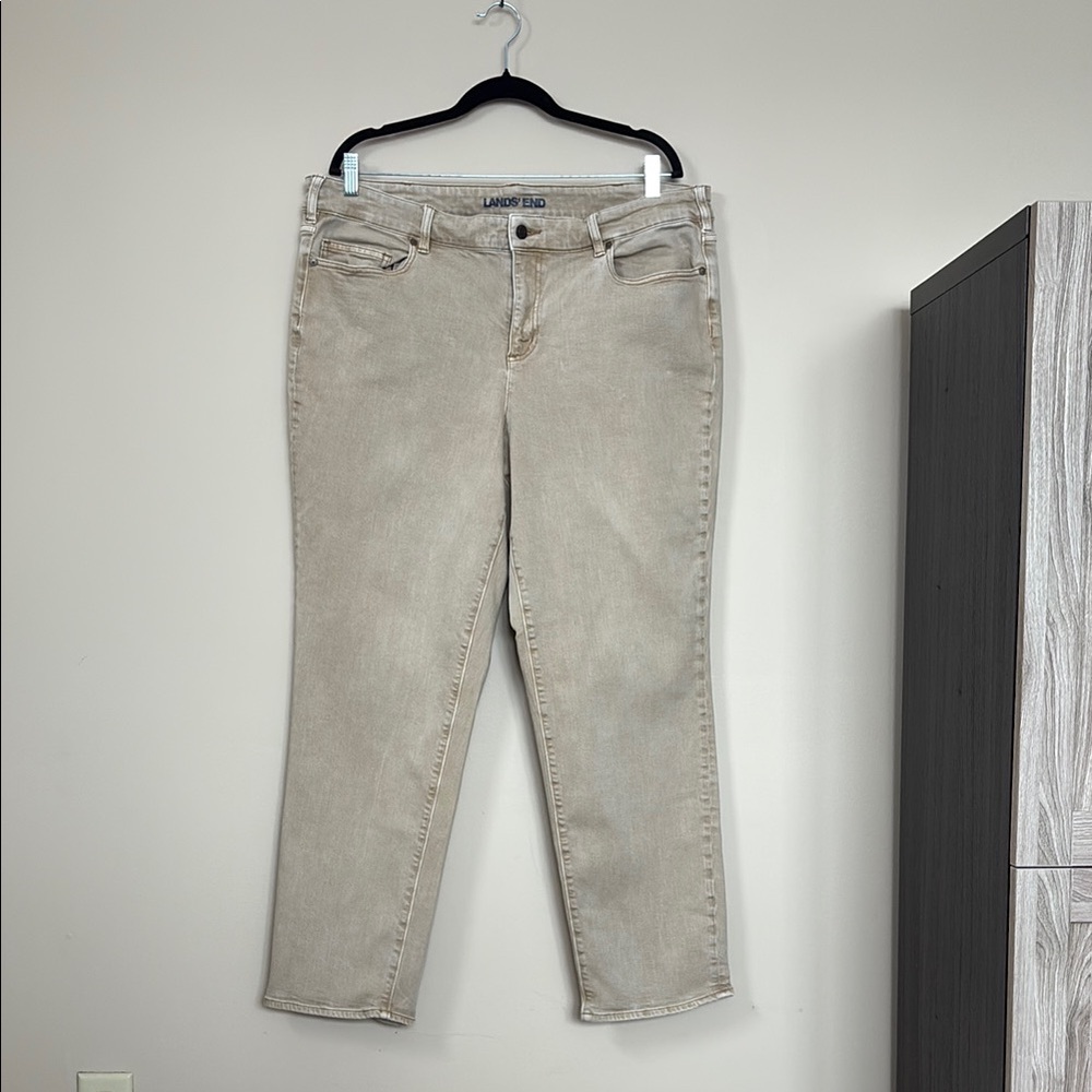 Women's Light Beige Straight Leg Jeans Lands End 20W